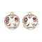 Brass Micro Pave Cubic Zirconia Pendants, Light Gold, Long-Lasting Plated, Cadmium Free & Lead Free, Flat Round with Star & Eye & Hand & Moon, Medium Violet Red, 20x17x2mm, Hole: 1.6mm