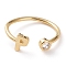 Brass Micro Pave Clear Cubic Zirconia Cuff Rings, Open Rings, Long-Lasting Plated, Real 18K Gold Plated, Letter.P, US Size 6, Inner Diameter: 17mm