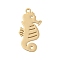 Brass Etched Metal Embellishments Pendants, Long-Lasting Plated, Cadmium Free & Nickel Free & Lead Free, Sea Horse, Light Gold, 21x10x0.3mm, Hole: 1.2mm