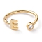 Brass Micro Pave Clear Cubic Zirconia Cuff Rings, Open Rings, Long-Lasting Plated, Real 18K Gold Plated, Letter.E, US Size 6, Inner Diameter: 17mm