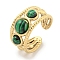Ion Plating(IP) 304 Stainless Steel Synthetic Malachite Cuff Rings, Round Open Rings for Women Men, Real 18K Gold Plated, 10mm, Inner Diameter: Adjustable