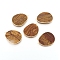 Natural Tiger Eye Pendants, with Brass Findings, Golden, 33.5~34x27x2mm, Hole: 1.5mm