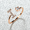 Brass Micro Pave Cubic Zirconia Cuff Rings for Women, Open Rings, Rose Gold, Letter I, Inner Diameter: 16~19mm