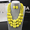 Bohemian Style Acrylic Faceted Rectangle Beaded Multilayer Necklaces & Dangle Earrings Sets, Yellow, 420mm