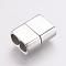 Tarnish Resistant 304 Stainless Steel Magnetic Clasps with Glue-in Ends, Rectangle, Stainless Steel Color, 19.5x15x9mm, Hole: 6x12mm