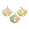 Rack Plating Brass Enamel Pendants, with Jump Ring, Long-Lasting Plated, Cadmium Free & Lead Free, Real 18K Gold Plated, Shell with Starfish Shape, Mixed Color, 28.5x28x5mm, Hole: 3mm