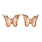 Brass Pave Faceted Glass Connector Charms, Cadmium Free & Nickel Free & Lead Free, Golden Tone Butterfly Links, Light Salmon, 17.5x23x5mm, Hole: 0.9mm