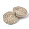 Handmade Hemp Twine Woven Beads, Flat Round, BurlyWood, 35x7.5mm
