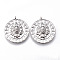 Brass Pendants, Nickel Free, Flat Round with Lion Head, Platinum, 28x24.5x5mm, Hole: 1.2mm
