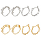 8Pcs 4 Style Rack Plating Brass Open Cuff Ring Settings, for Half-drilled Beads, Long-Lasting Plated, Heart Leaf & Crown, Platinum & Golden, Inner Diameter: 18mm, 2Pcs/style
