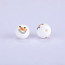 Christmas Printed Round with Snowman Pattern Silicone Focal Beads, White, 15x15mm, Hole: 2mm