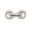 Brass Micro Pave Clear Cubic Zirconia Fold Over Clasps, Cadmium Free & Nickel Free & Lead Free, Horseshoe, Platinum, 23x9x3~4.5mm, Hole: 2.5x0.8mm