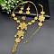 Brass Bracelets & Earrings & Necklaces & Rings Sets, Golden, Flower, Necklaces: 17.72 inch(450mm);
Bracelets: 210mm;
Earring: 4x2mm; 
Rings: Adjustable