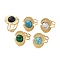 Ion Plating(IP) 304 Stainless Steel Ring, Adjustable Synthesize Gemstone Rings, Oval, 17x22mm, Inner Diameter: Adjustable