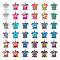 36Pcs 18 Styles Alloy Enamel Printed Connector Charms, Tortoise Links with Flower Pattern, Platinum, Mixed Color, 24x18x2mm, Hole: 1.5~1.7mm, 2pcs/style