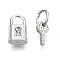 Rack Plating Alloy Charms Set, with Crystal Rhinestone and Jump Ring, Large Hole Pendants, Cadmium Free & Nickel Free & Lead Free, Pad Lock and Key, Platinum, 14.5x8.5x5mm, 11.5x6x2mm, Hole: 6mm