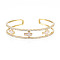 Enamel Cross Open Cuff Bangle with Clear Cubic Zirconia, Real 18K Gold Plated Brass Jewelry for Women, Creamy White, Inner Diameter: 2-1/4 inch(5.7cm)