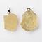 Natural Lemon Quartz Pendants, Nuggets, with Brass Findings, Platinum, 26~42x20~26x14~22mm, Hole: 5x8mm