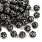 Polymer Clay Rhinestone Beads, Pave Disco Ball Beads, Grade A, Half Drilled, Round, Jet Hematite, PP9(1.5.~1.6mm), 6mm, Hole: 1.2mm