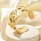Textured 304 Stainless Steel Cuff Bangles for Women, Real 18K Gold Plated, Inner Diameter: 2-1/8 inch(5.3cm)