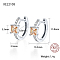 Anti-Tarnish Platinum Rhodium Plated 925 Sterling Silver Hoop Earrings, Square Cubic Zirconia Earrings, with S925 Stamp, PeachPuff, 11.8x13.5mm