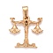 Ion Plating(IP) 304 Stainless Steel Pendants, Textured, Constellation/Zodiac Sign, Libra, 29.5x30.5x2.1mm, Hole: 10x4.5mm