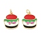 Brass Pendants, with Enamel, Lead Free & Cadmium Free, Rack Plating, Long-Lasting Plated, Real 18K Gold Plated, Hamburger, 17x15x2.5mm, Hole: 3mm