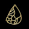 PVD Vacuum Plating 201 Stainless Steel Pendants, Laser Cut, Teardrop with Flower, Golden, 34x24.5x1mm, Hole: 1.6mm