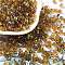 Glass Seed Beads, Half Plated, Transparent Colours Rainbow, Round Hole, Round, Dark Goldenrod, 4x3mm, Hole: 1.2mm, 7500pcs/pound