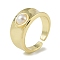 Rack Plating Brass Open Cuff Rings, with ABS Imitation Pearl, Long-Lasting Plated, Cadmium Free & Lead Free, Real 18K Gold Plated, 10mm, Inner Diameter: Adjustable