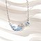 Brass Micro Pave Cubic Zirconia Heart Mermaid Pendant Necklaces for Women, Platinum, Light Sky Blue, 16.54 inch(42cm)