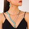 Alloy Round Hoop Earrings, with Synthetic Turquoise, Platinum, 55mm