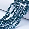 Electroplate Glass Beads Strands, Pearl Luster Plated, Faceted, Rondelle, Dark Green, 2.9~3.3x2mm, Hole: 0.8mm, about 144~150pcs/strand, 35~37cm