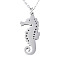 Non-Tarnish 201 Stainless Steel Pendant Necklaces, with Cable Chains, Seahorse, Stainless Steel Color, 17.5 inch~17.9 inch(44.5~45.5cm), 1.5mm, Seahorse: 30x13x1mm