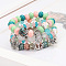 4Pcs Bohemian Style Alloy & Glass & Acrylic Charm Bracelets Set, Butterfly & Anchor & Elephant, Antique Silver, Pale Green, 7-1/8 inch(18cm)