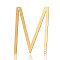 201 Stainless Steel Links connectors, Letter, Golden, Letter.M, 37.5x26.5x1mm, Hole: 1mm