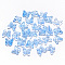 Transparent Spray Painted Glass Charms, with Glitter Powder, Butterfly, Light Sky Blue, 9.5x11x3mm, Hole: 0.8mm