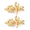 Rack Plating Brass Fold Over Clasps, Cadmium Free & Lead Free, Long-Lasting Plated, Flower, Golden, Flower: 25.8x20x11.4mm, Hole: 1.4mm, Ring: 16.2x12.6x2.8mm, Hole: 1.2mm