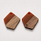 Resin & Walnut Wood Pendants, Waxed, Polygon, Brown, 20.5x18.5x3~4mm, Hole: 2mm