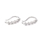 Rack Plating Brass Micro Pave Cubic Zirconia Earring Hooks, Ear Wire, with Horizontal Loop, Long-Lasting Plated, Real Platinum Plated, 15x16x2mm, Hole: 1.4mm, Pin: 0.7mm
