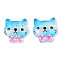 Resin Cabochons, with Glitter Sequins, Cat, Deep Sky Blue, 20x19x6mm