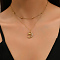Minimalist Style 201 Stainless Steel Double Layer Unicorn Pendant Necklaces, Real 18K Gold Plated