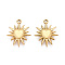 304 Stainless Steel Pendant Cabochon Settings, Ion Plating(IP), Sun, Real 18K Gold Plated, Tray: 5mm, 20x16x2mm, Hole: 1.2mm