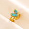 304 Stainless Steel Heart Cuff Rings, Love Design Synthetic Turquoise Open Ring for Women Men