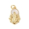 Brass Pave Natural White Shell Religion Pendants, Virgin Charms with Jump Rings, Real 18K Gold Plated, Long-Lasting Plated, Lead Free & Cadmium Free, Rack Plating, Flat Round, 18x11.5x2.5mm, Hole: 3mm