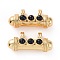 Brass Micro Pave Cubic Zirconia Pendants, Real 18K Gold Plated, Lead Free & Cadmium Free & Nickel Free, Column, Black, 9x19x7mm, Hole: 2.6mm