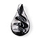 Handmade Lampwork Pendants, Teardrop, Black, 45.5~47.5x26~28x11.5~13mm, Hole: 6~8x5.5~6.5mm