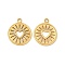 Ion Plating(IP) 304 Stainless Steel Pendants, Flat Round with Hollow Out Heart Charms, Real 18K Gold Plated, 18x14.5x1.5mm, Hole: 1.5mm