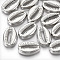 Plating ABS Plastic Beads, No Hole/Undrilled, Cowrie Shell Shape, Platinum Plated, 19x13x4mm