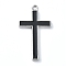 Rack Plating Alloy Enamel Pendants, Platinum, Cross Charm, Black, 41x23.5x3mm, Hole: 2.5mm